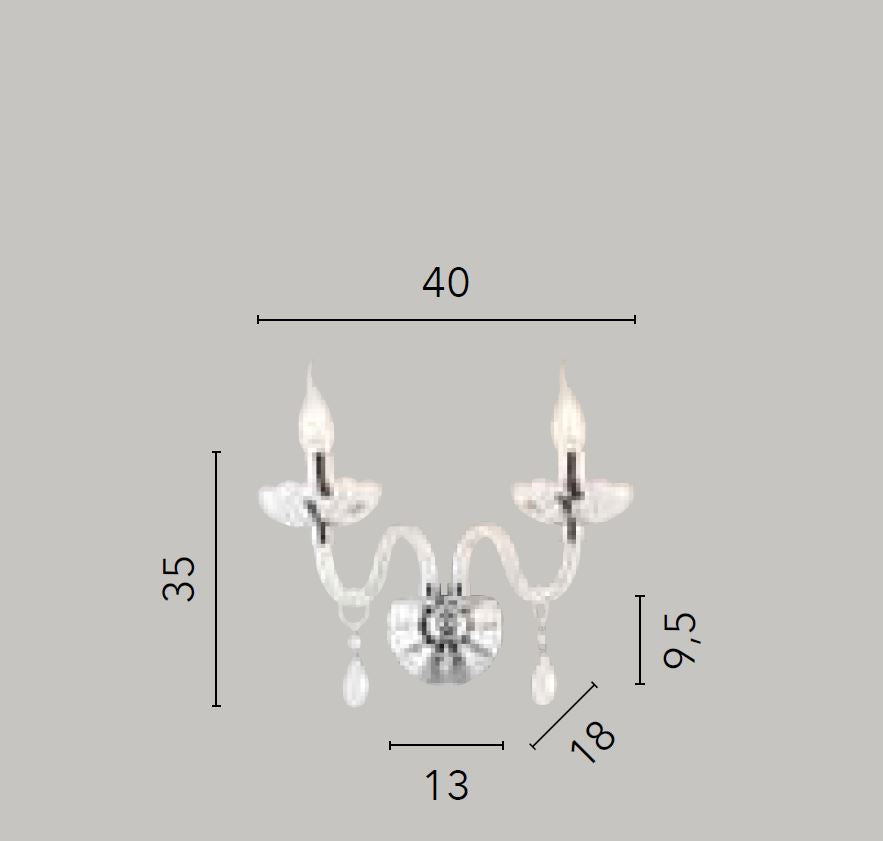 Applique 2 luci in cristallo finitura cromo 2XE14 non incl. RIFLESSO Applique 2 luci in cristallo finitura cromo 2XE14 non incl. RIFLESSO